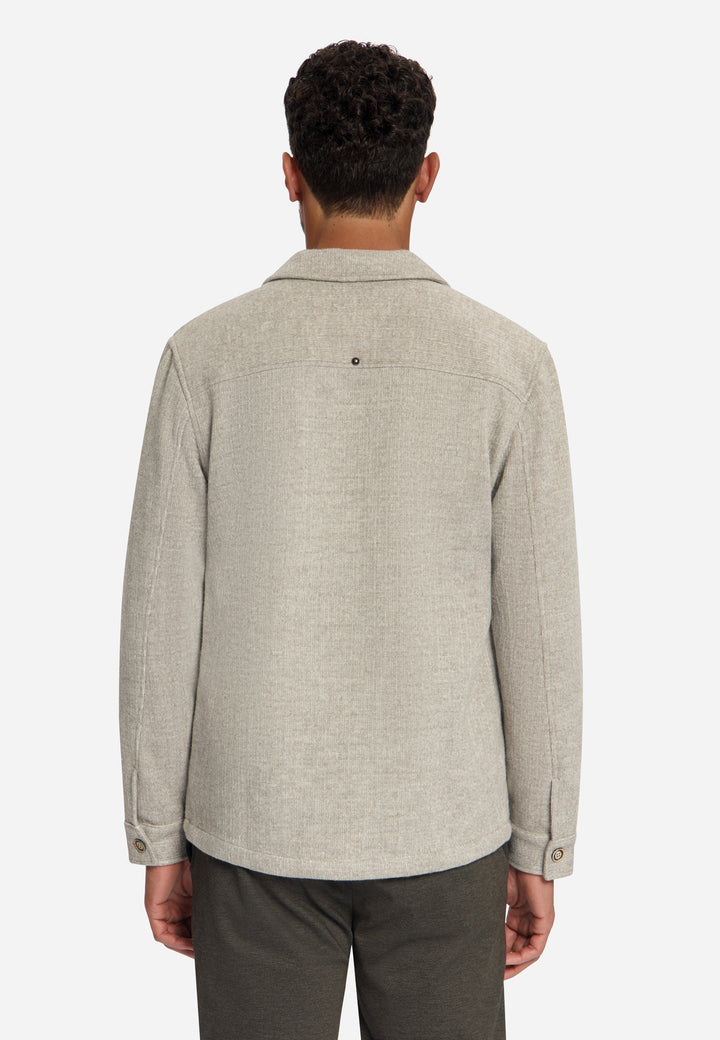 Overshirt Full Button Solid Jacquard Stripe Bottom and Chest Pockets, Cement 122 Bild 2