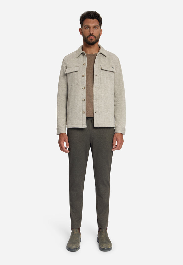 Overshirt Full Button Solid Jacquard Stripe Bottom and Chest Pockets, Cement 122 Bild 3