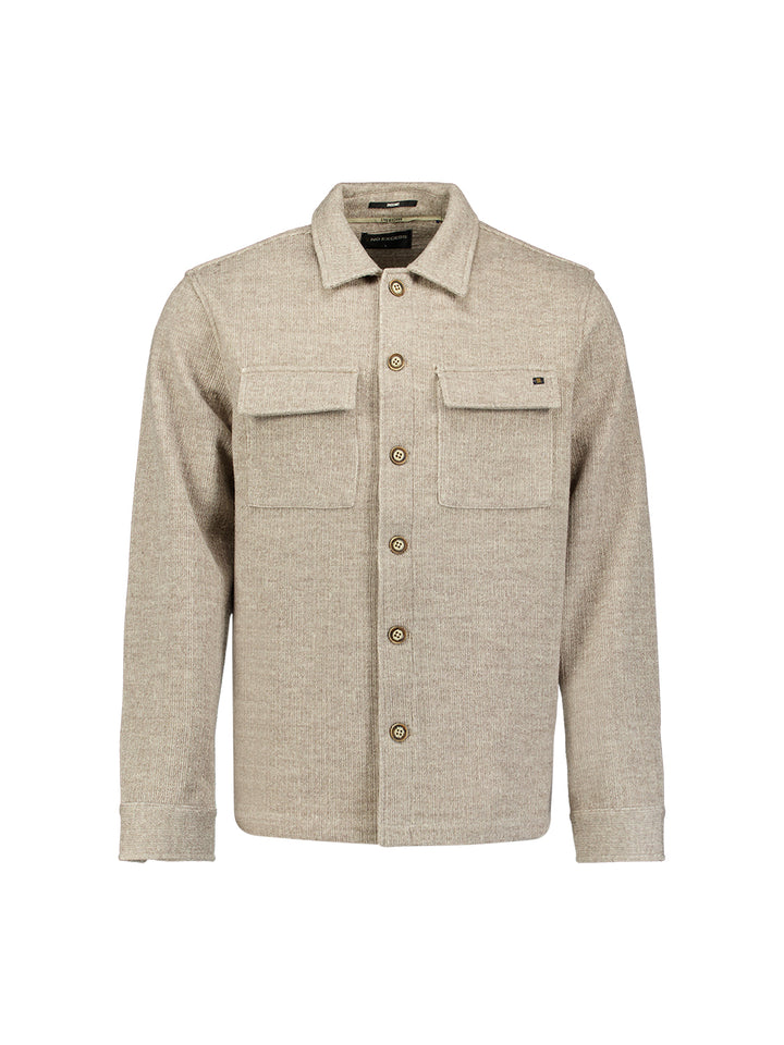 Overshirt Full Button Solid Jacquard Stripe Bottom and Chest Pockets, Cement 122 Bild 5