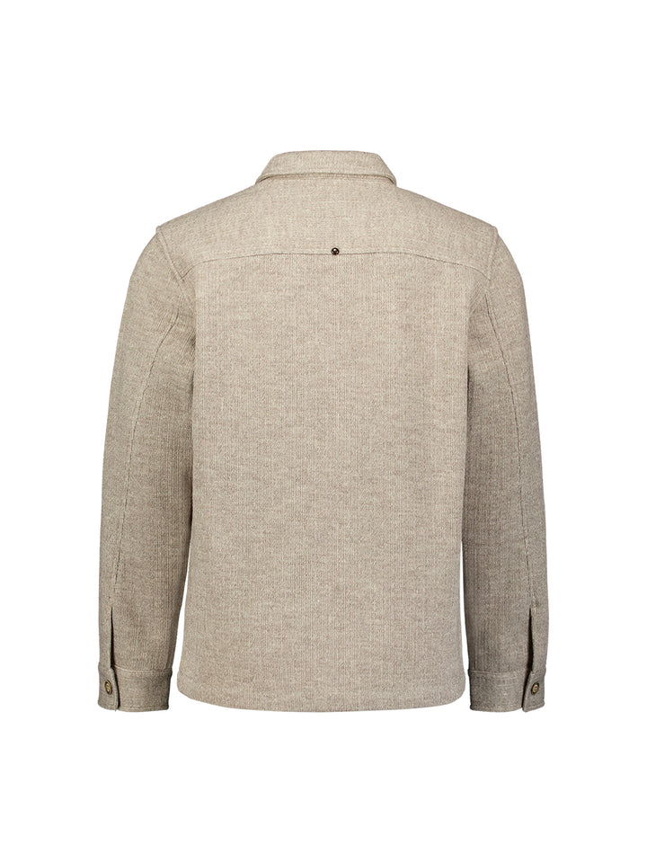 Overshirt Full Button Solid Jacquard Stripe Bottom and Chest Pockets, Cement 122 Bild 6