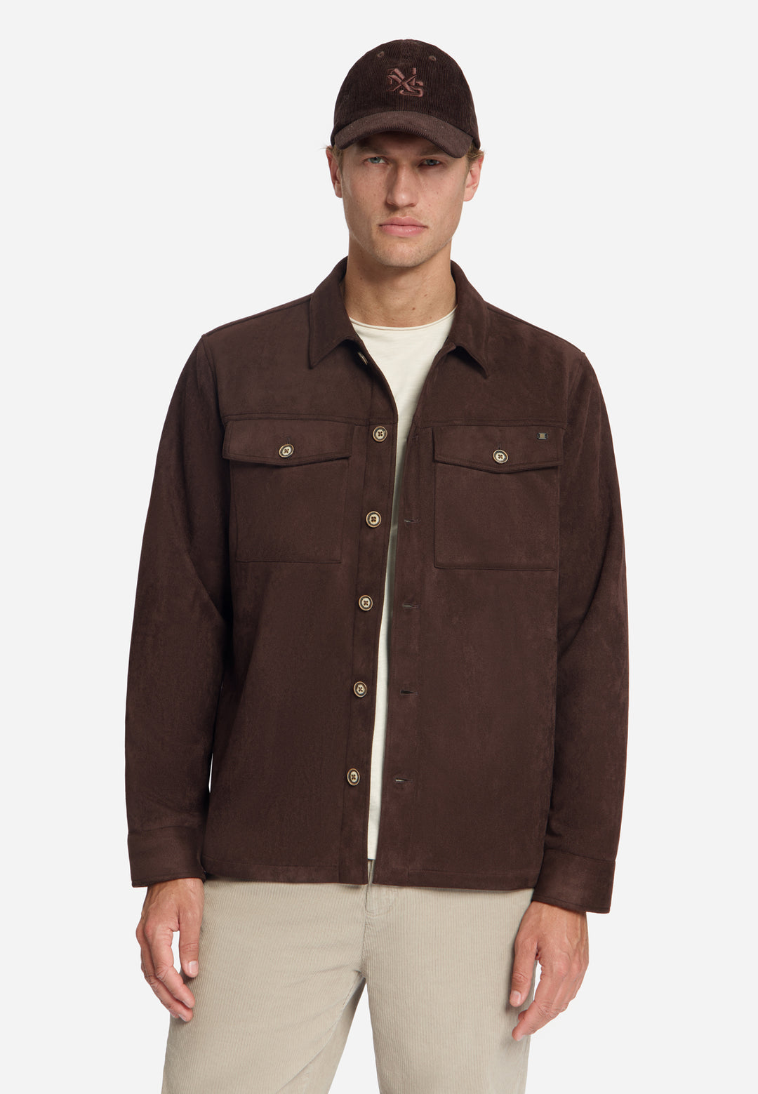 Overshirt Full Button Suede, Dark Brown 042 Bild 1