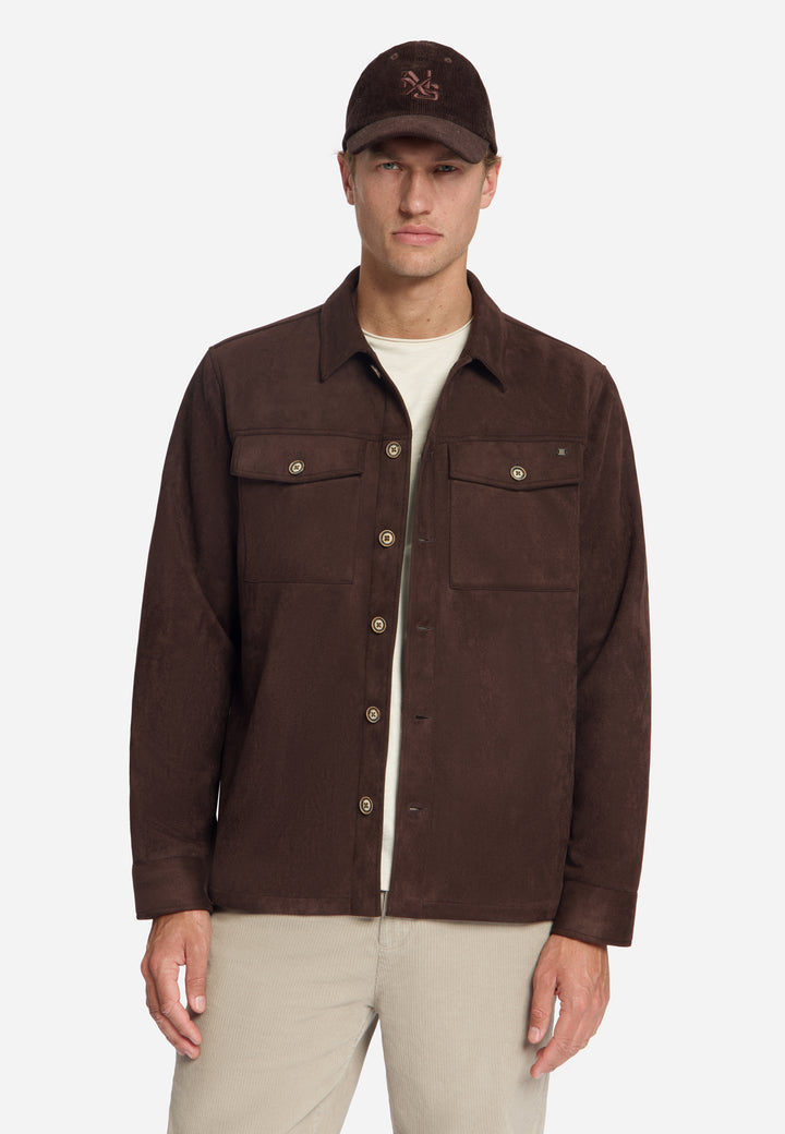 Overshirt Full Button Suede, Dark Brown 042 Bild 1