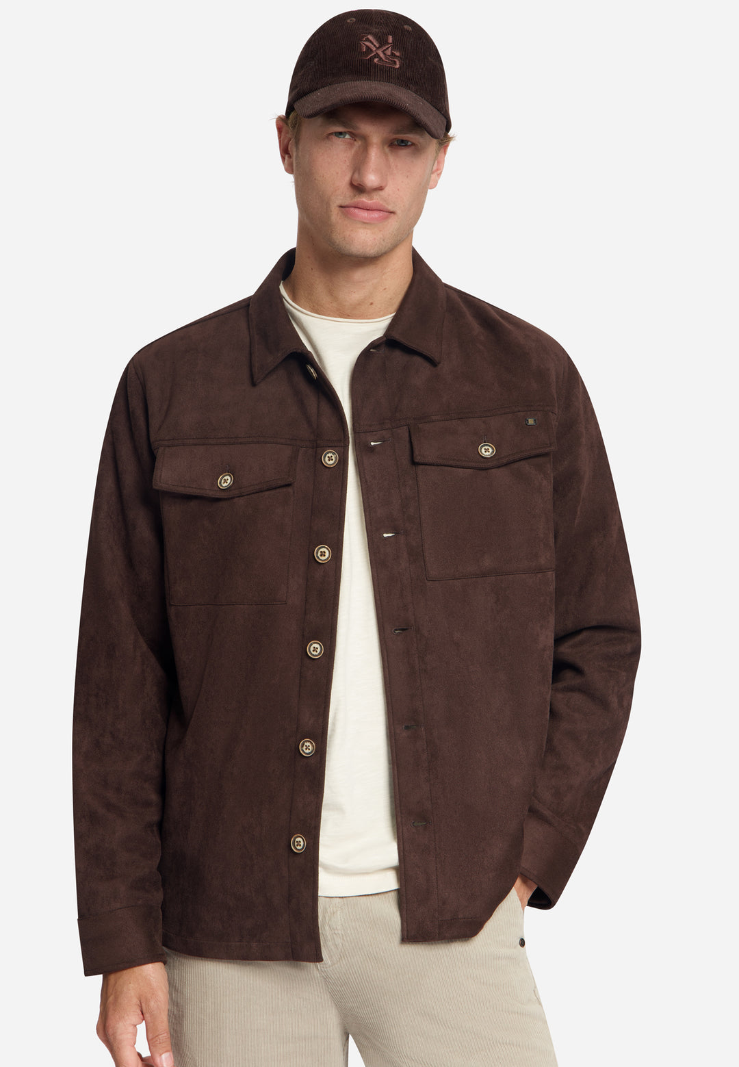 Overshirt Full Button Suede, Dark Brown 042 Bild 4