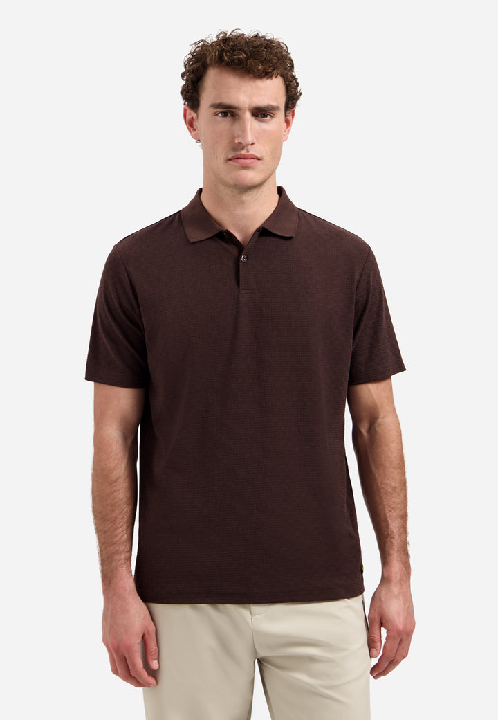 Polo Short Sleeve Structure, Dark Brown 042 Bild 1