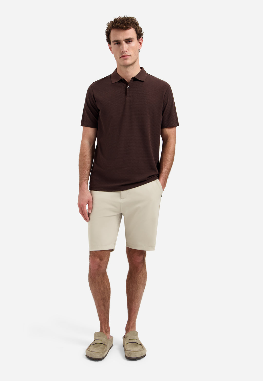 Polo Short Sleeve Structure, Dark Brown 042 Bild 3
