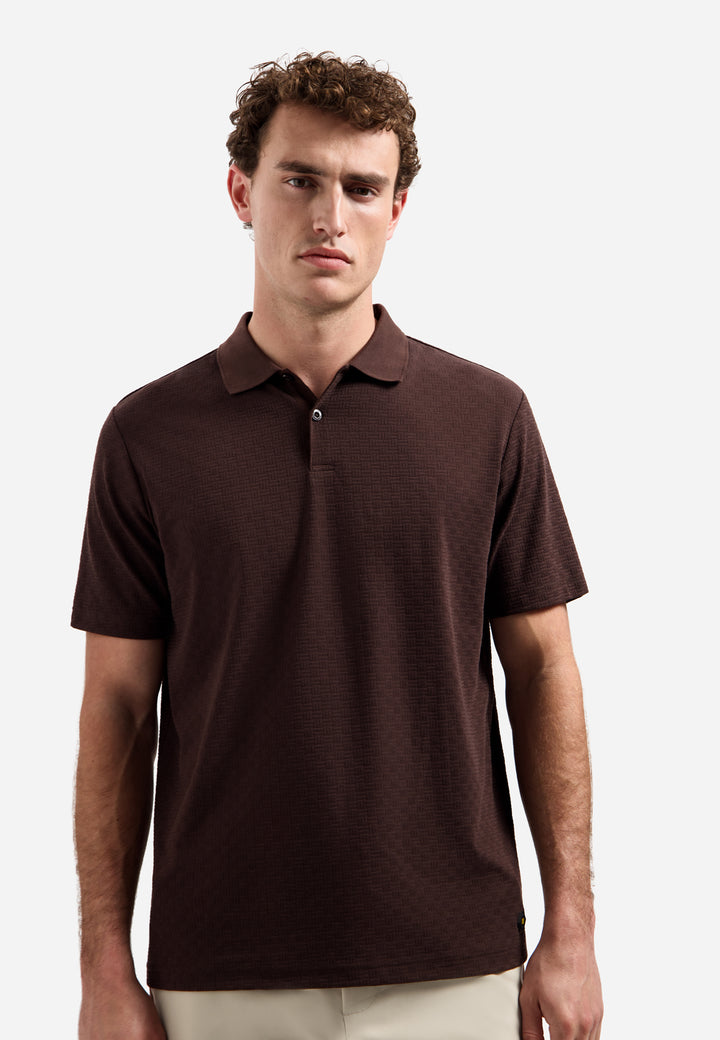 Polo Short Sleeve Structure, Dark Brown 042 Bild 4