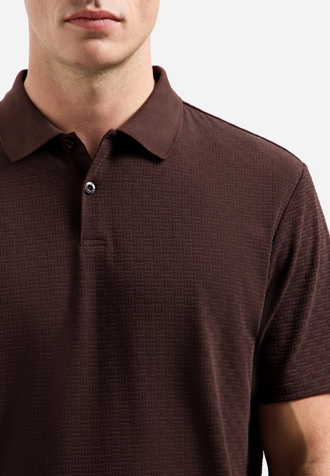 Polo Short Sleeve Structure, Dark Brown 042 Bild 7