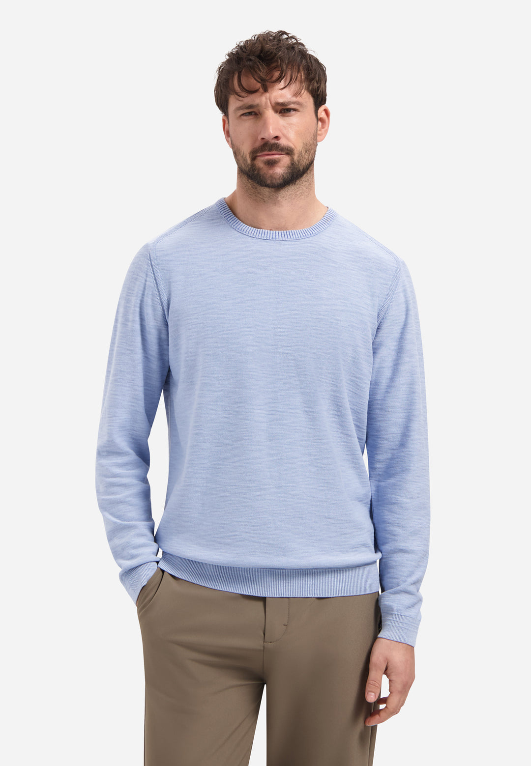 Pullover Crewneck Garment Dyed + Stone Washed, Blue 030 Bild 1