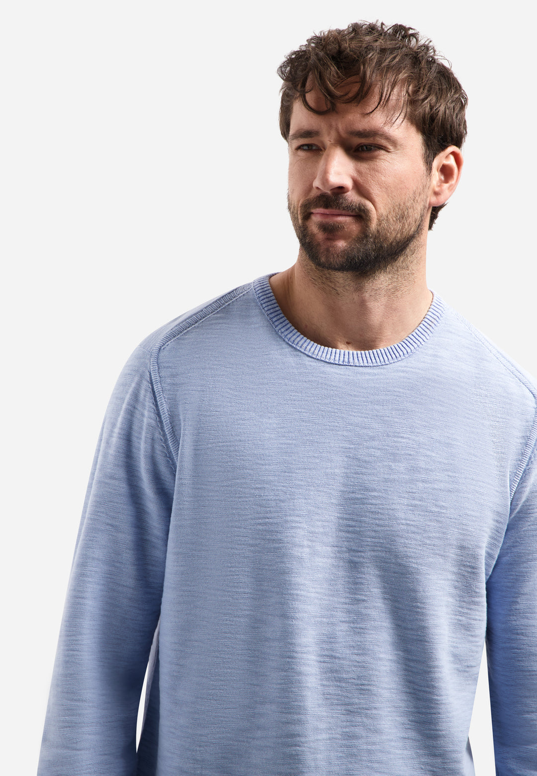 Pullover Crewneck Garment Dyed + Stone Washed, Blue 030 Bild 4