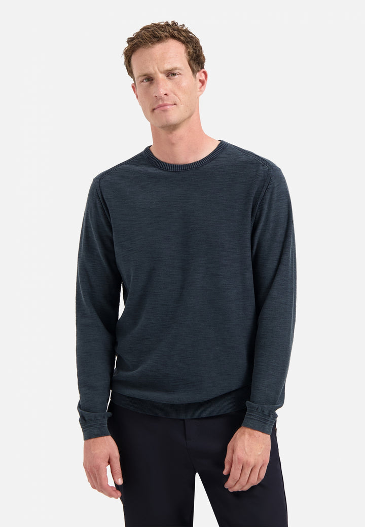 Pullover Crewneck Garment Dyed + Stone Washed, Night 078 Bild 1