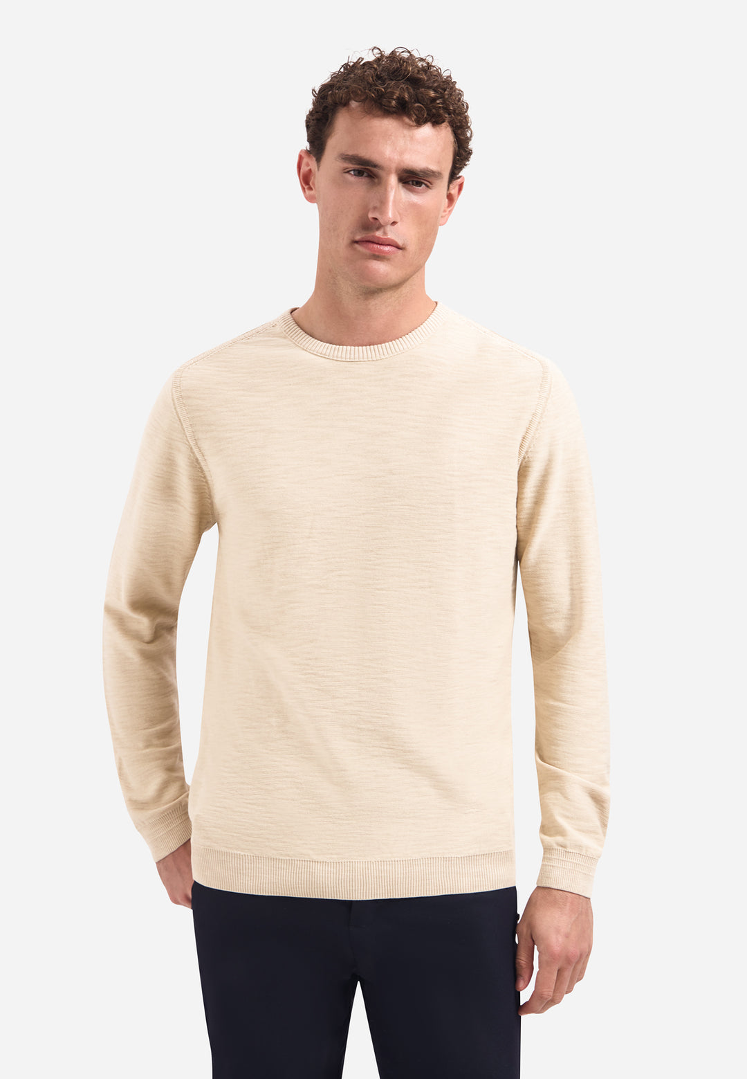Pullover Crewneck Garment Dyed + Stone Washed, Cement 122 Bild 1