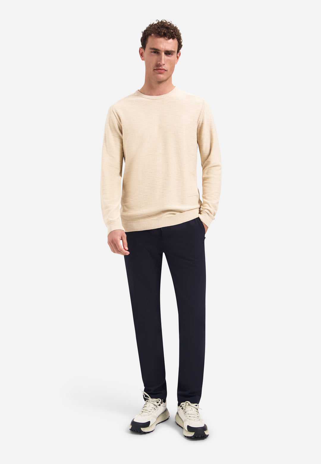 Pullover Crewneck Garment Dyed + Stone Washed, Cement 122 Bild 3