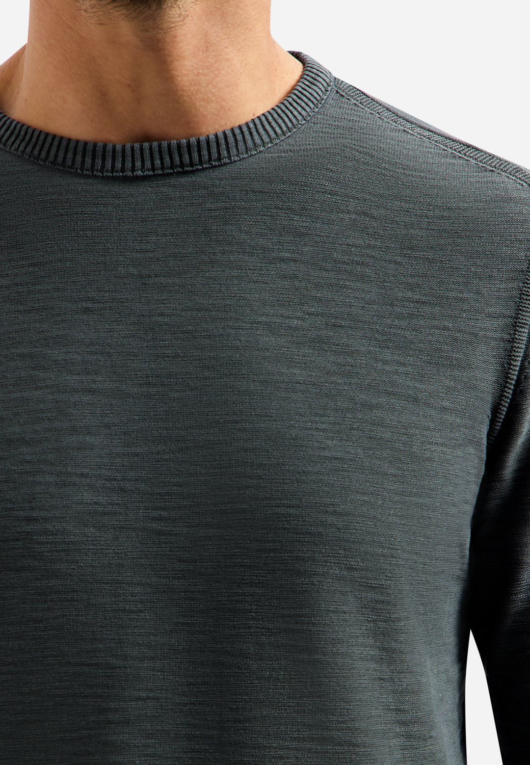 Pullover Crewneck Garment Dyed + Stone Washed, Dark Steel 124 Bild 2