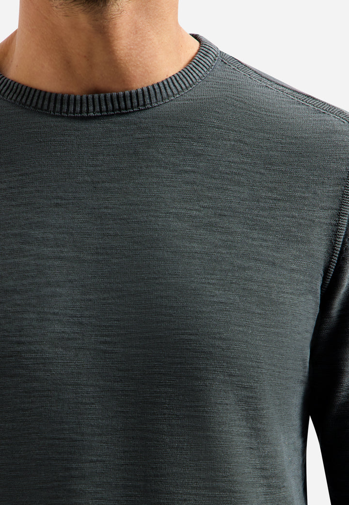 Pullover Crewneck Garment Dyed + Stone Washed, Dark Steel 124 Bild 2