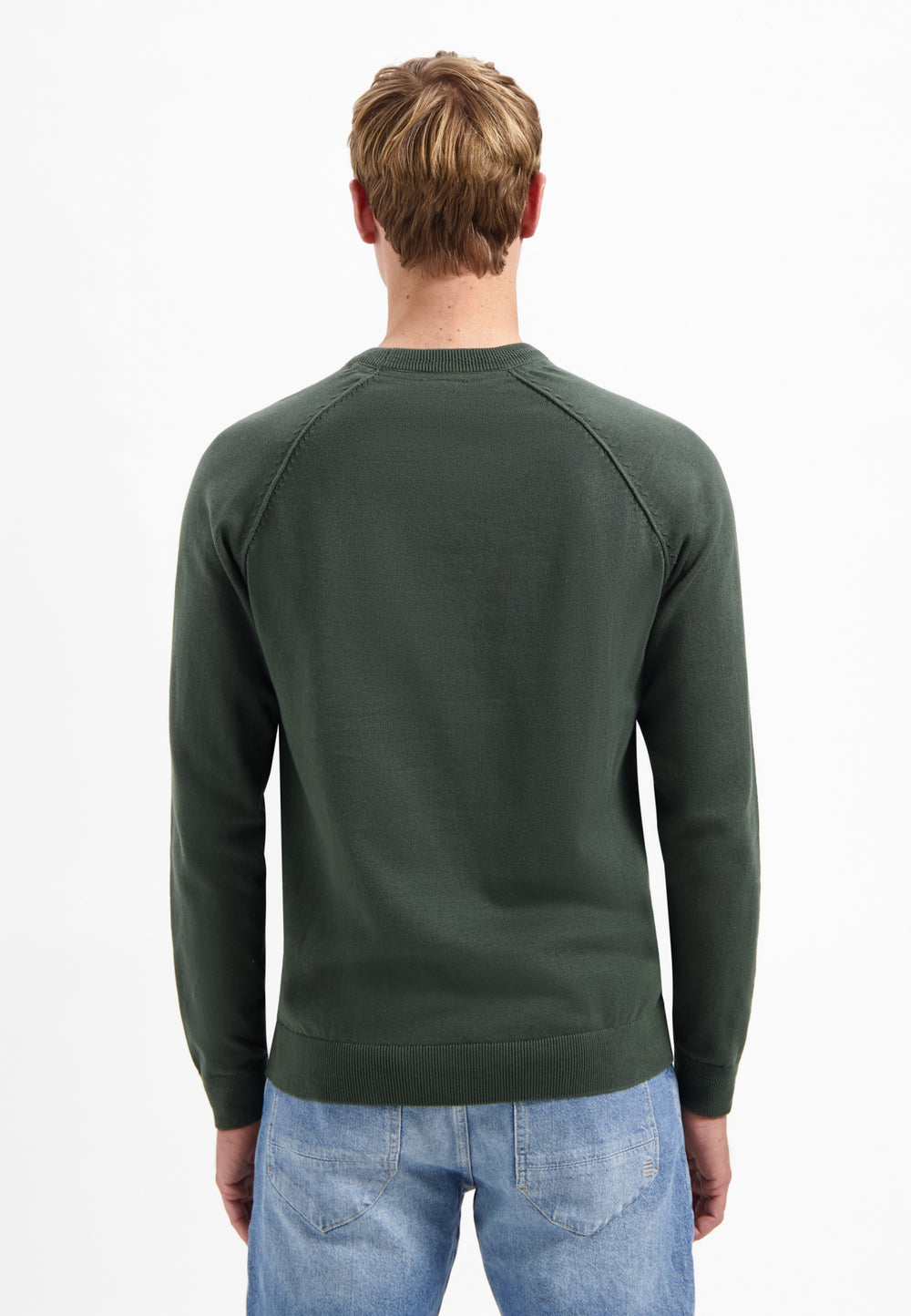 Pullover Crewneck Solid Waffle Knit, Dark Green 052 Bild 2