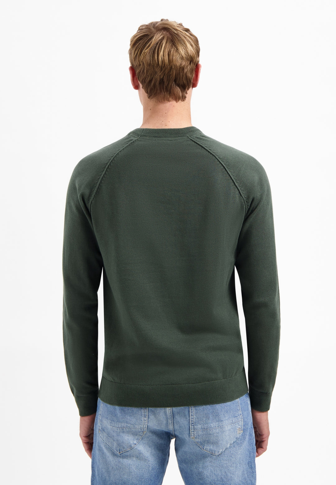 Pullover Crewneck Solid Waffle Knit, Dark Green 052 Bild 2
