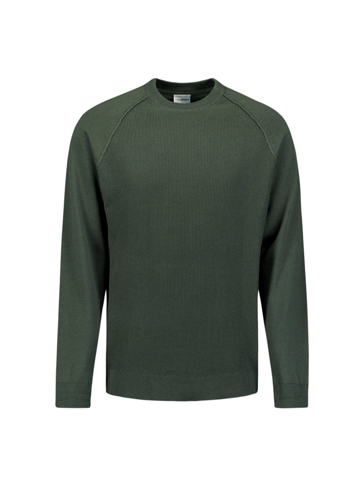 Pullover Crewneck Solid Waffle Knit, Dark Green 052 Bild 5