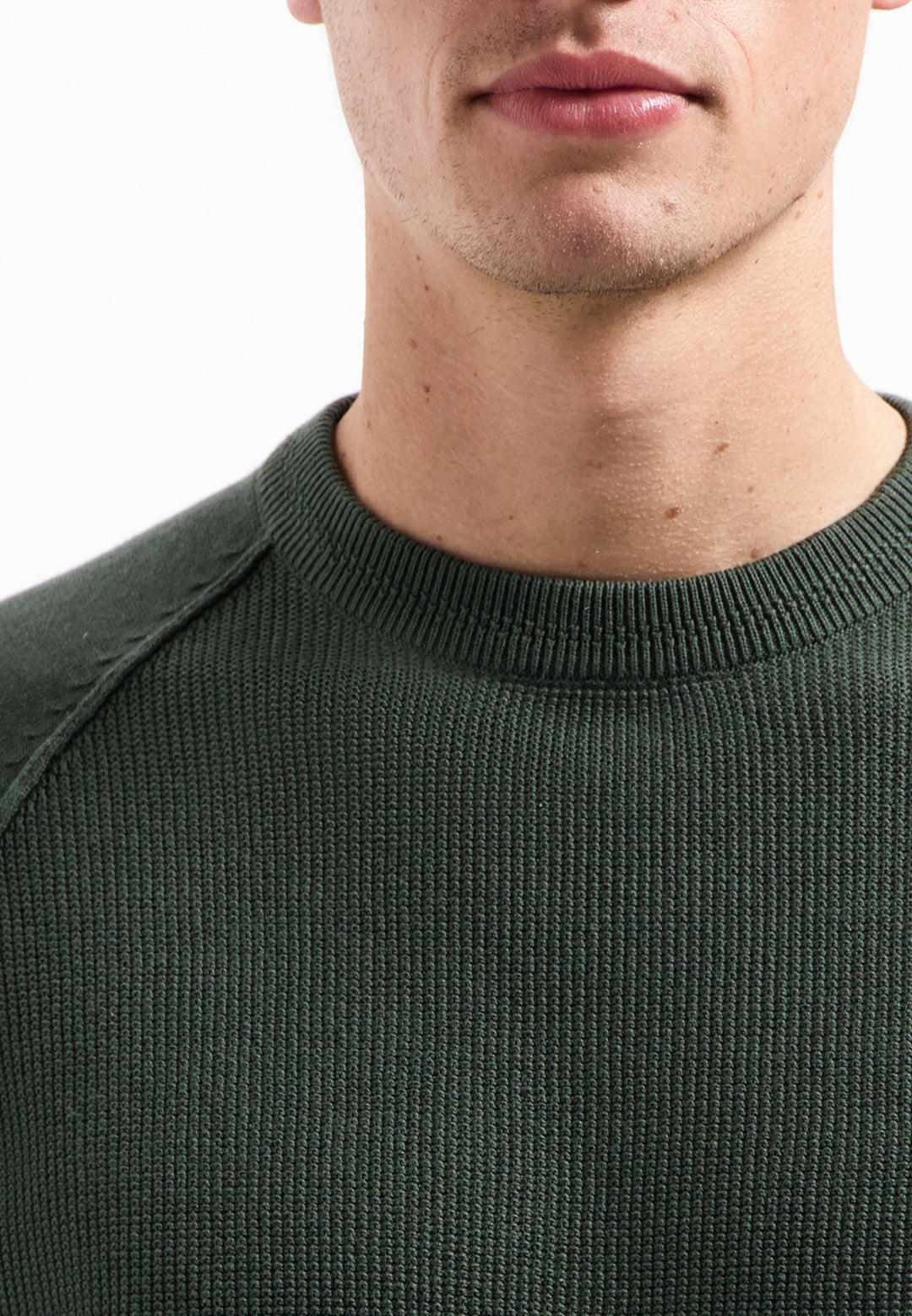 Pullover Crewneck Solid Waffle Knit, Dark Green 052 Bild 7