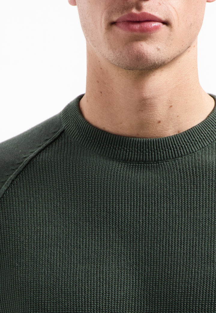 Pullover Crewneck Solid Waffle Knit, Dark Green 052 Bild 7