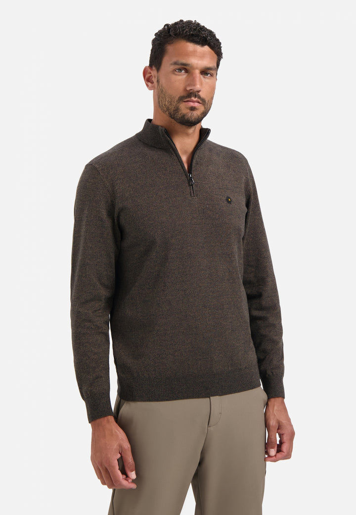 Pullover Half Zip 2 Coloured Melange, Taupe 044 Bild 1
