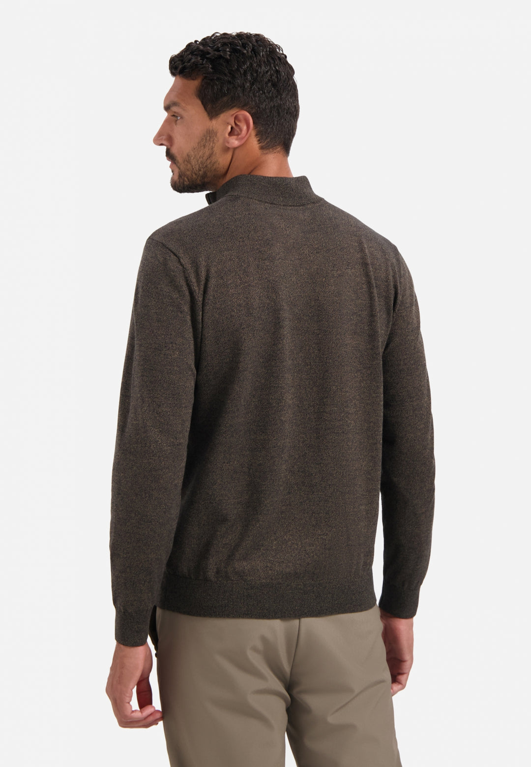 Pullover Half Zip 2 Coloured Melange, Taupe 044 Bild 2