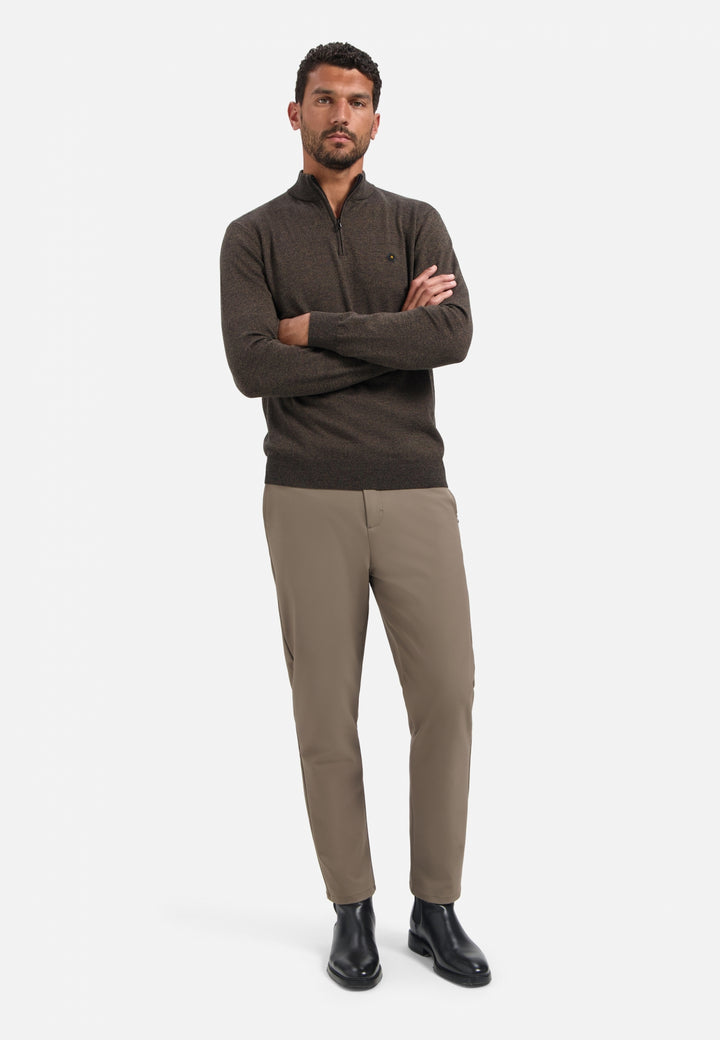 Pullover Half Zip 2 Coloured Melange, Taupe 044 Bild 3
