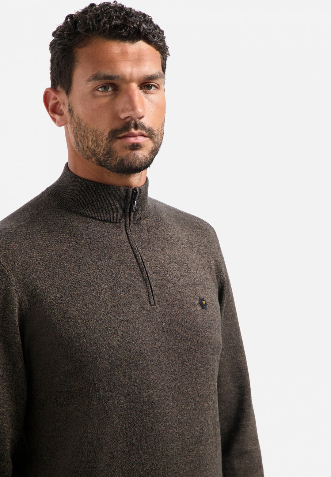 Pullover Half Zip 2 Coloured Melange, Taupe 044 Bild 4