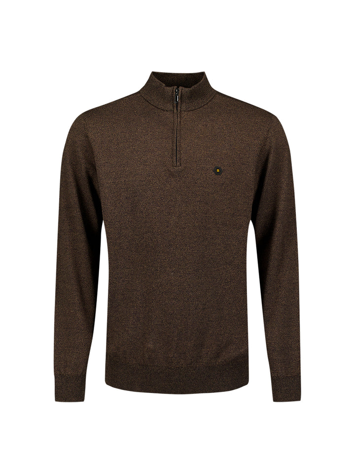 Pullover Half Zip 2 Coloured Melange, Taupe 044 Bild 5