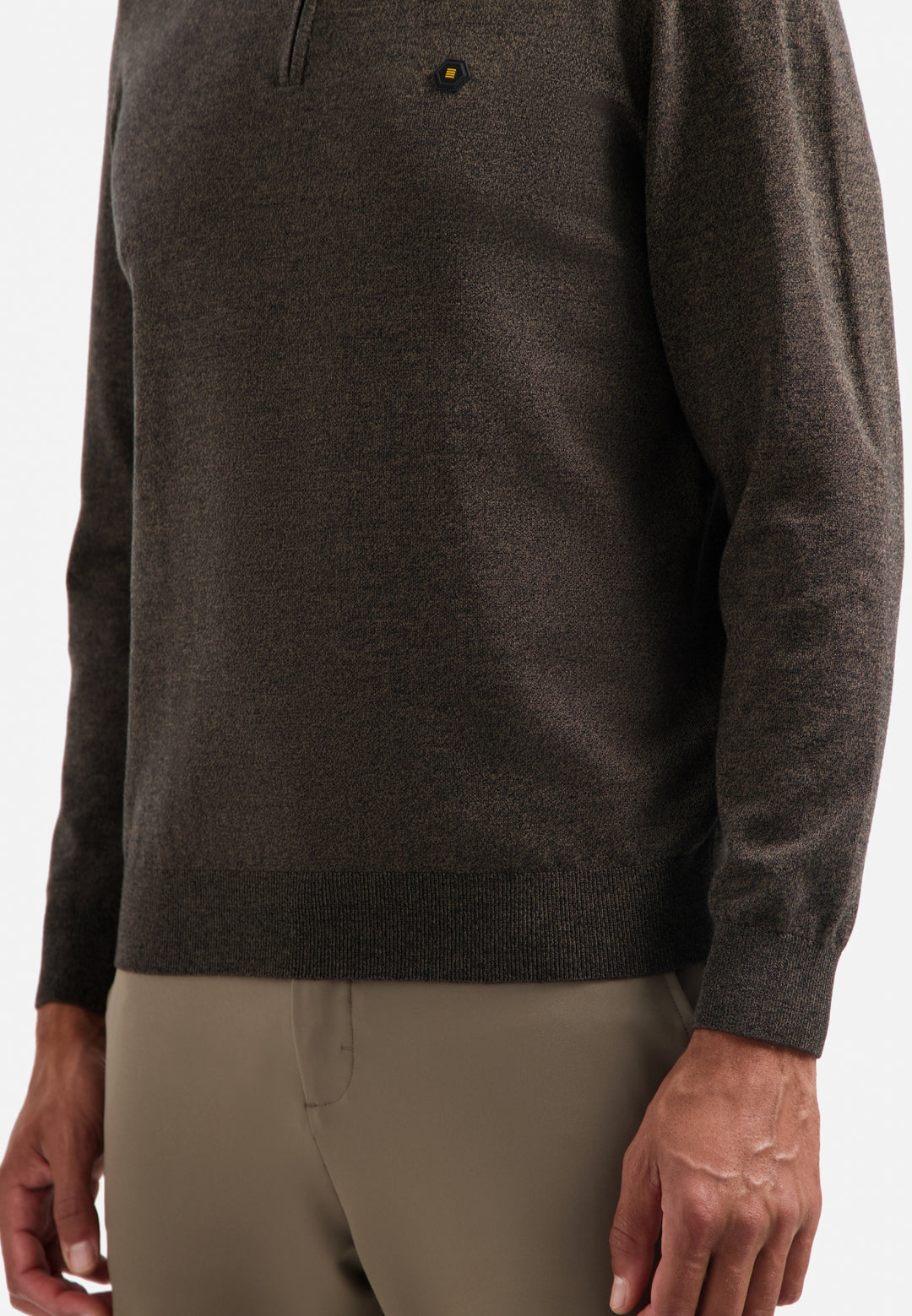 Pullover Half Zip 2 Coloured Melange, Taupe 044 Bild 7