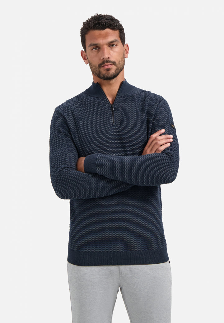 Pullover Half Zip Jacquard Plated, Night 078 Bild 1