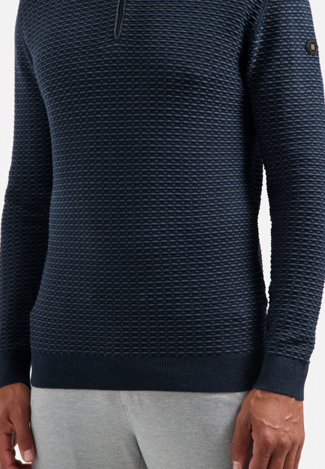 Pullover Half Zip Jacquard Plated, Night 078 Bild 8
