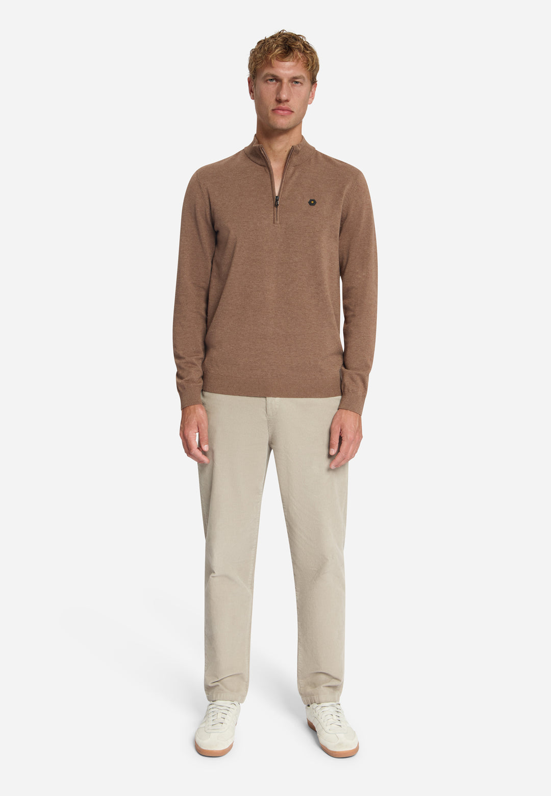 Pullover Half Zip Melange, Light Brown 041 Bild 3