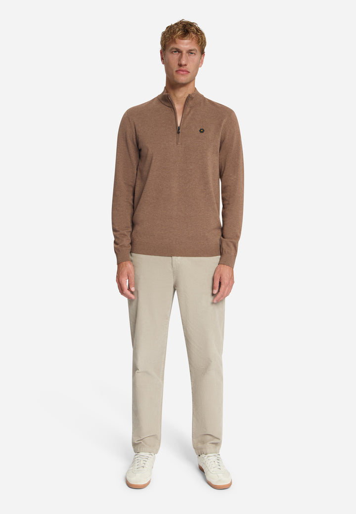 Pullover Half Zip Melange, Light Brown 041 Bild 3