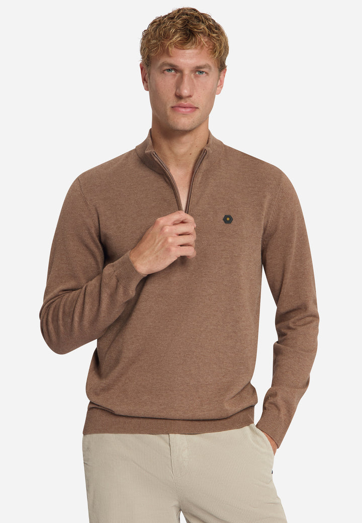 Pullover Half Zip Melange, Light Brown 041 Bild 4