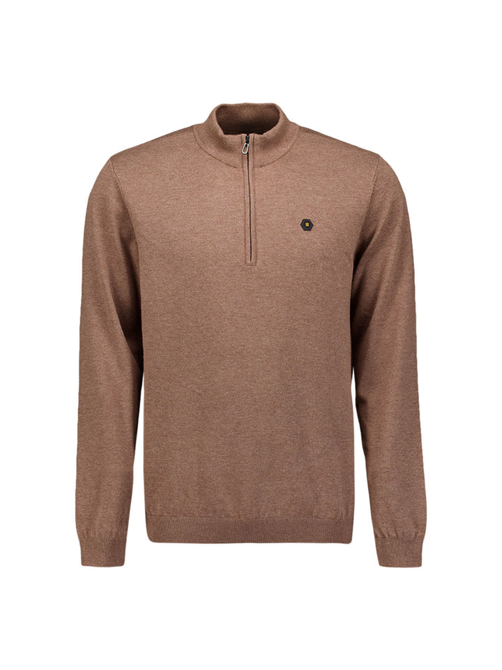 Pullover Half Zip Melange, Light Brown 041 Bild 5