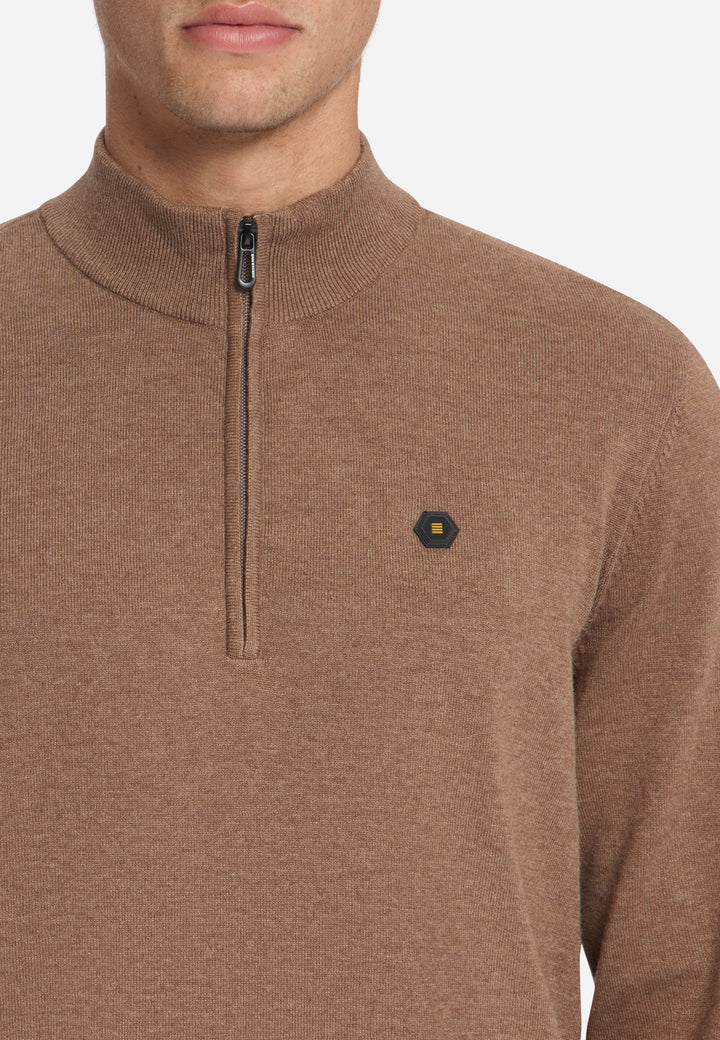 Pullover Half Zip Melange, Light Brown 041 Bild 7
