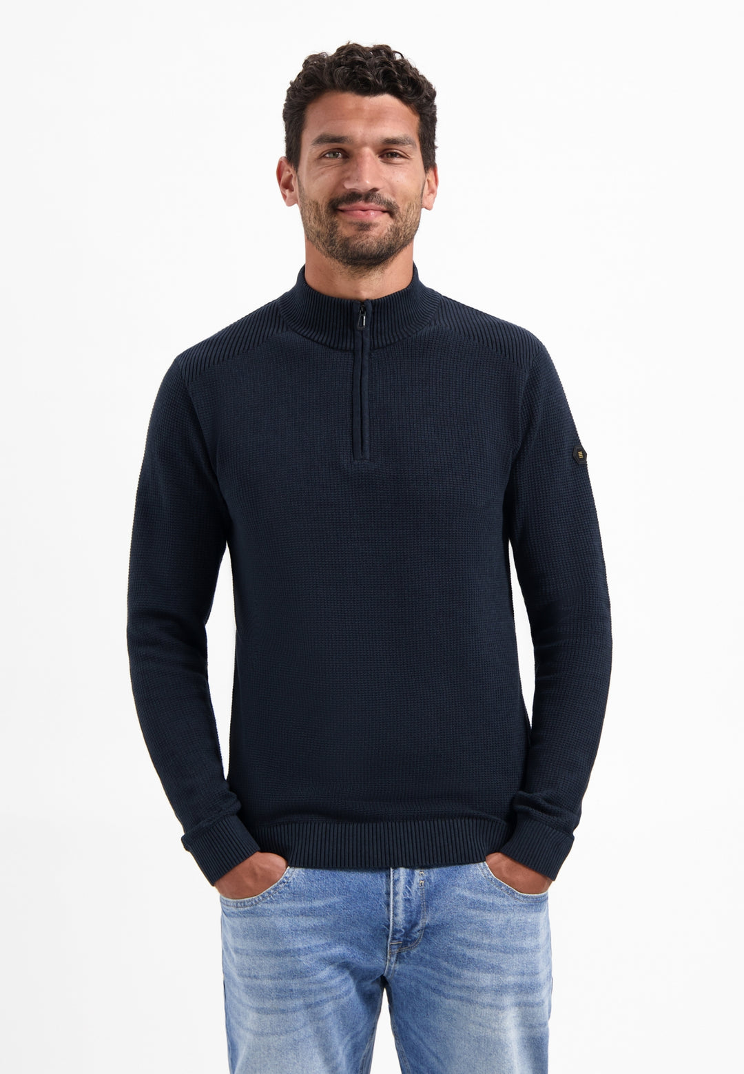 Pullover Half Zip Plated Structure Knit, Night 078 Bild 1