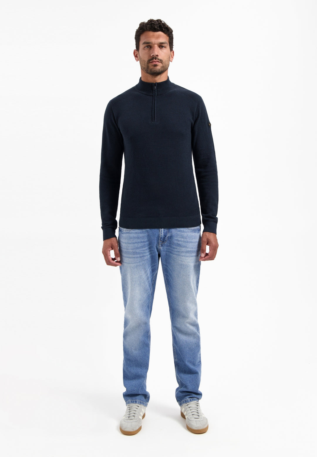 Pullover Half Zip Plated Structure Knit, Night 078 Bild 3