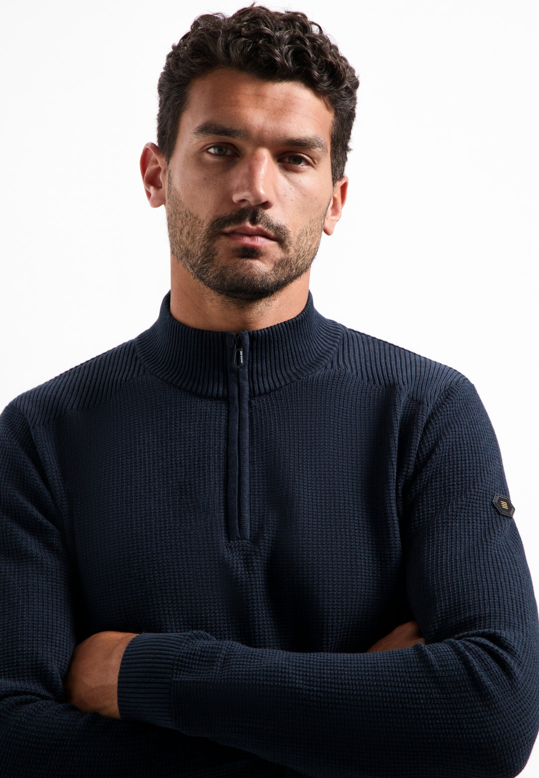 Pullover Half Zip Plated Structure Knit, Night 078 Bild 4