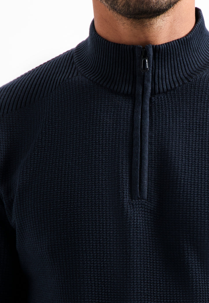Pullover Half Zip Plated Structure Knit, Night 078 Bild 7
