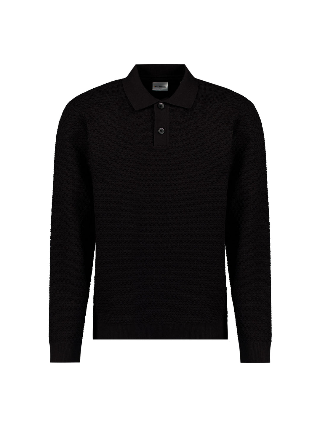 Pullover Polo Buttons Jacquard Knit, Black 020 Bild 5