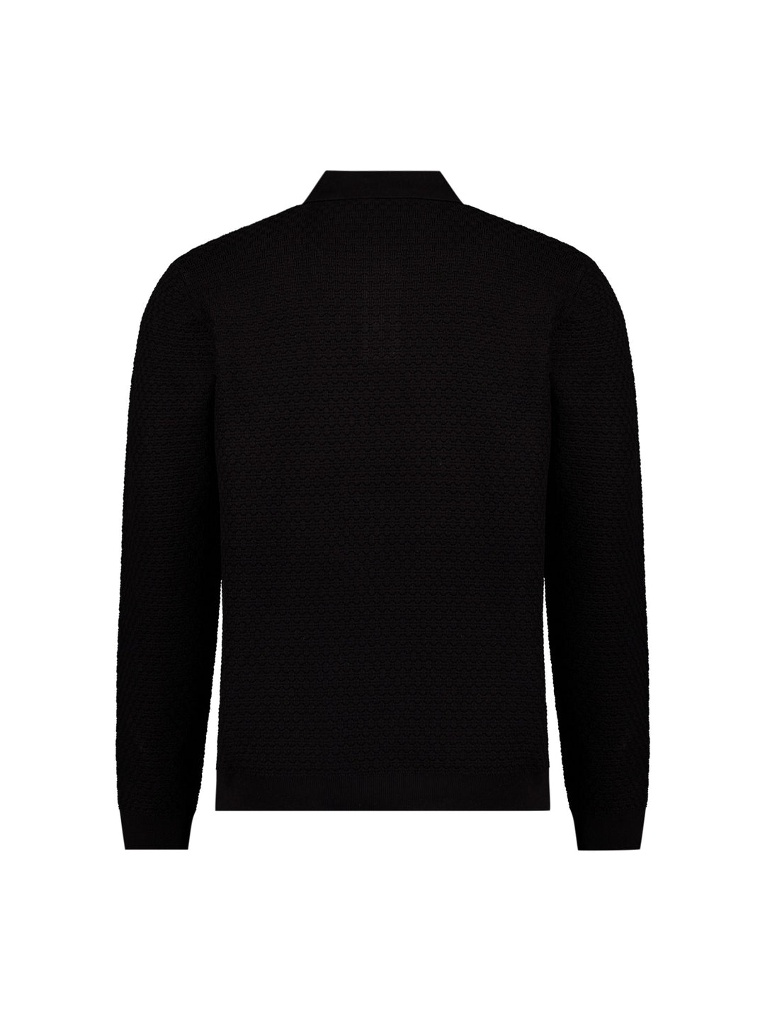 Pullover Polo Buttons Jacquard Knit, Black 020 Bild 6