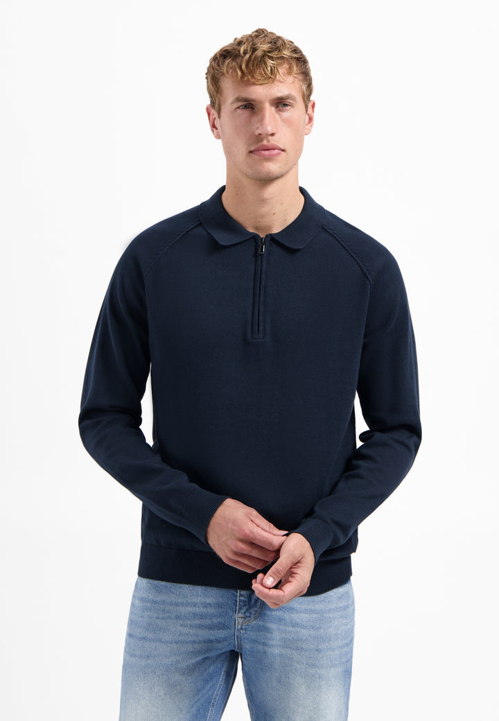 Pullover Polo Half Zip Solid, Night 078 Bild 1