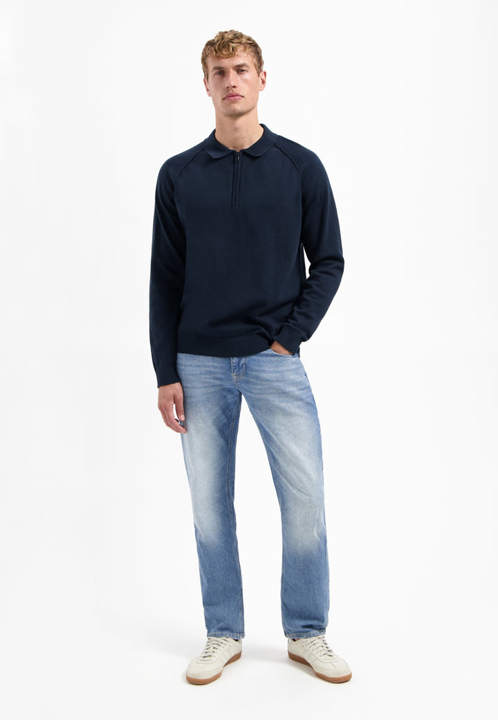 Pullover Polo Half Zip Solid, Night 078 Bild 3