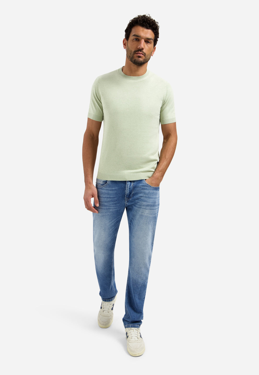Pullover Short Sleeve Crew Neck Melange, Green 050 Bild 3
