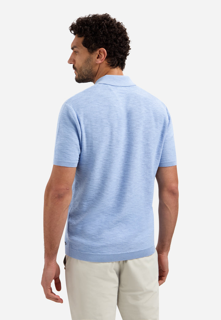 Pullover Short Sleeve Polo Slub, Blue 030 Bild 2