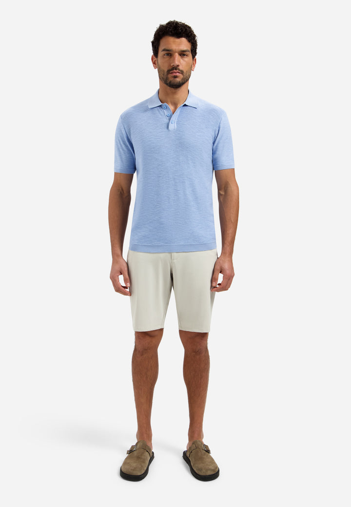 Pullover Short Sleeve Polo Slub, Blue 030 Bild 3