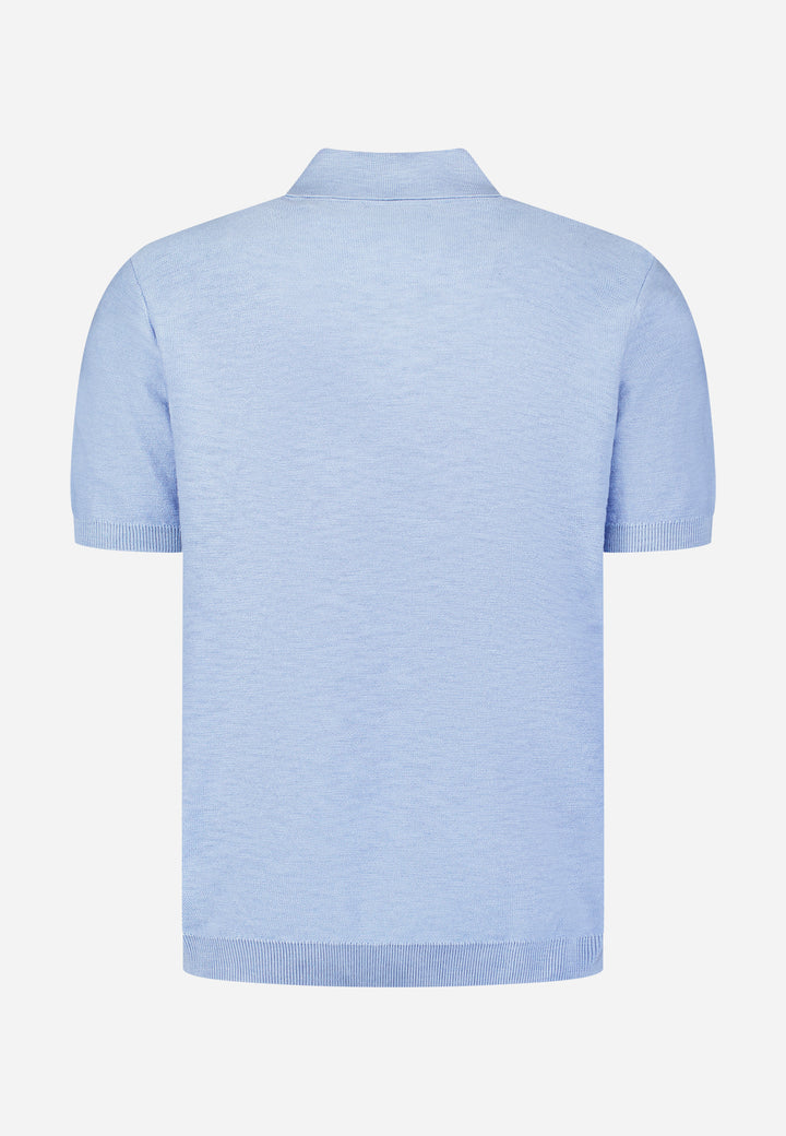 Pullover Short Sleeve Polo Slub, Blue 030 Bild 6