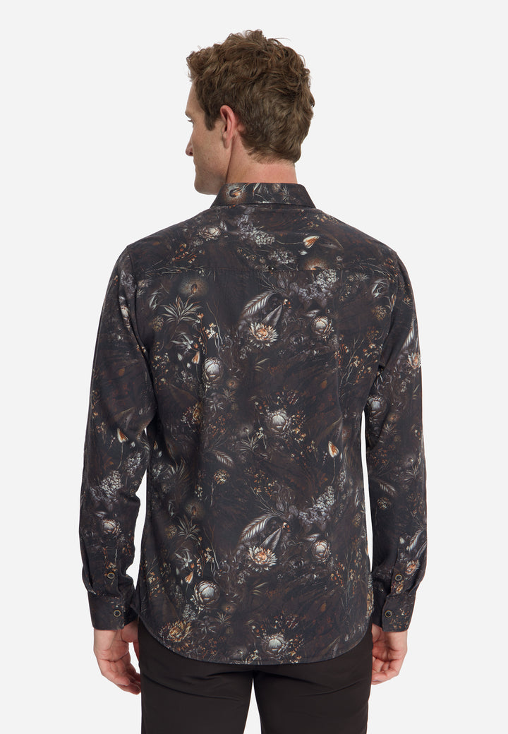 Shirt Allover Printed Satin Weave, Black 020 Bild 2