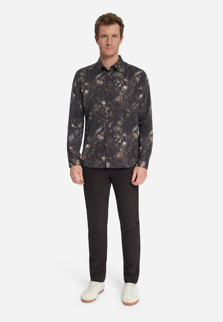 Shirt Allover Printed Satin Weave, Black 020 Bild 3